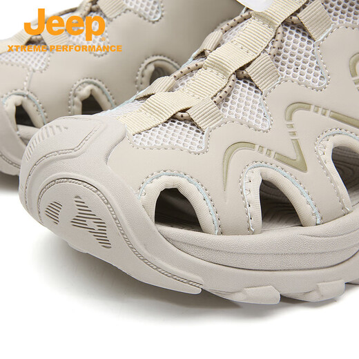 Jeep Jingdong Outlet Adult Men's and Women's Summer Baotou Anti-slip Sole Mesh Open Heel Beach Sandals Sand Color 44