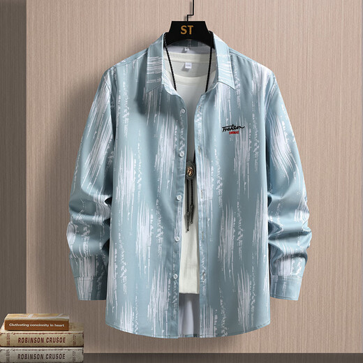 
Playboy (PLAYBOY) summer men's long-sleeved ultra-thin shirt jacket American loose high-end draping ice silk cool sunscreen shirt 6173 gray M 90-110Jin [Jin equals 0.5 kg]