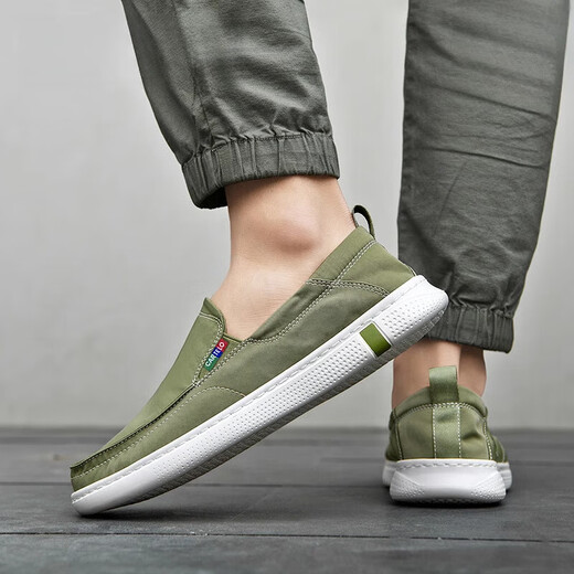 CARTELO zapatos de lona de cocodrilo zapatos casuales para hombre zapatos sin cordones para hombre zapatos de tela viejos de Beijing transpirables de verano para hombre nuevo color caqui antideslizante para hombre - versátil y ligero - 6628 44 talla de calzado deportivo estándar