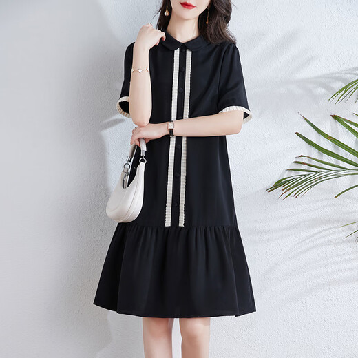 Vestido de marca de alta gama LISM Light Luxury con alta gama 2025 Summer NUEVO Producto Nuevo Producto Ligero Mulberry Silk Women's College Style Mella M (90-105Jin [Jin equivale a 0.5 kg])