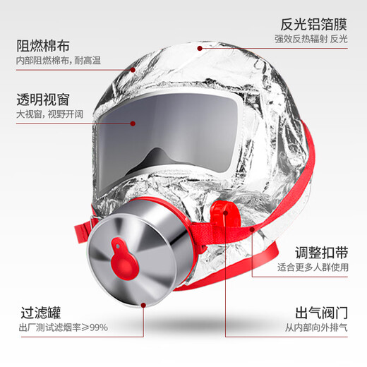 Haitian firefighting mask anti-virus, anti-smoke and fire-proof mask for home, hotel, hotel, 3C escape filter self-rescue respirator