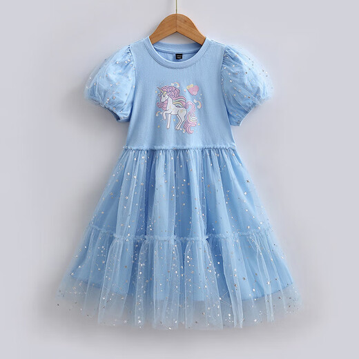 Prinzessin Aisha Kleid für Mädchen Sommerstil Aisha Kleid für neues gefrorenes Aisha Kleid für Kinder Sommerkleid hellblau 120 cm