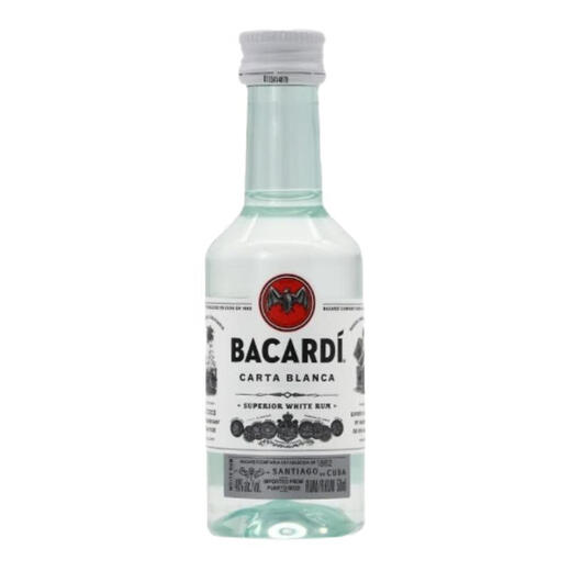 百加得白朗姆酒超级朗姆酒BACARDI RUM烘培莫吉托鸡尾酒洋酒 白朗姆 50mL 1瓶 单瓶装