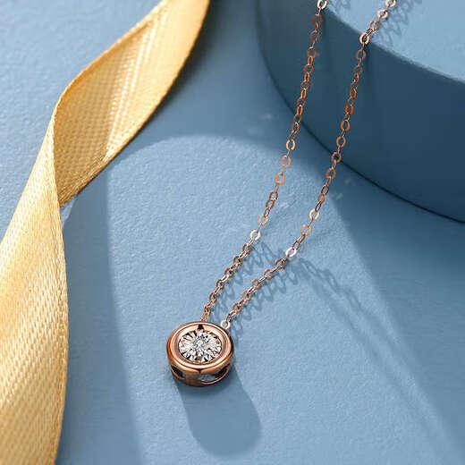 Chao Acer Xintong 18K gold necklace for women, rose gold color gold diamond set chain neck ornaments, birthday gift for girlfriend, chain length is about 42cm