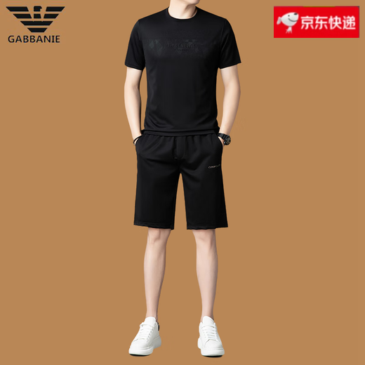 FALAMONE阿玛尼夏季短袖休闲运动短裤套装男2025新款桑蚕丝t恤 白色13601-1 M 165码(合适90-120斤)
