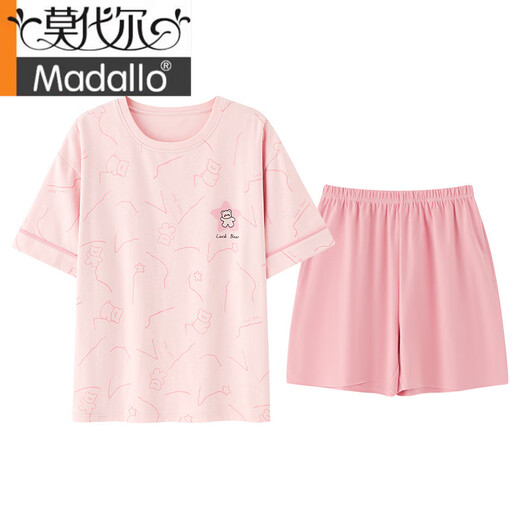 Modal 2025 pajamas for women for summer shorts for women, pure cotton round neck thin sweet pink home clothing suit for women, Z9858 M [recommended to wear 80-100Jin [Jin equals 0.5 kg]]
