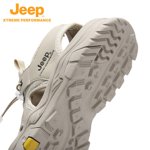 Jeep Jingdong Outlet Adult Men's and Women's Summer Baotou Anti-slip Sole Mesh Open Heel Beach Sandals Sand Color 44