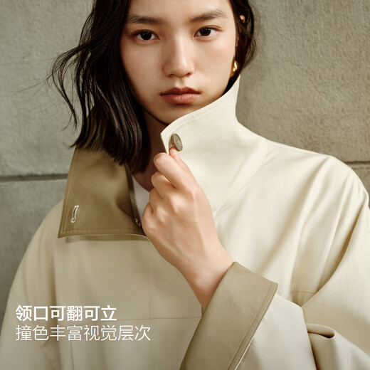 太平鸟【张婧仪同款】人生风衣外套女25年商场新款卡其色A1BEF3329 香草绿 XS 150