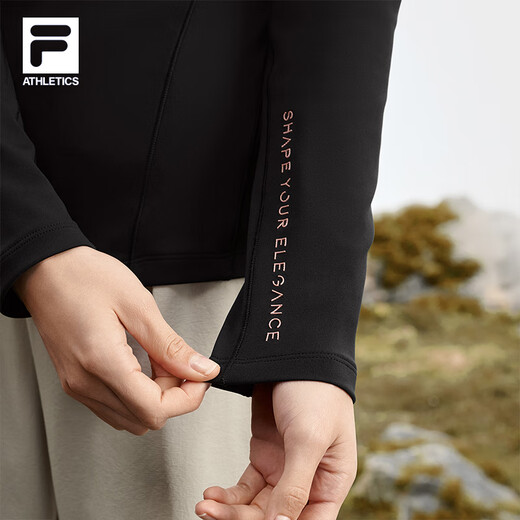 FILA official women's knitted long-sleeved top 2025 autumn fitness sports half-zip simple long T