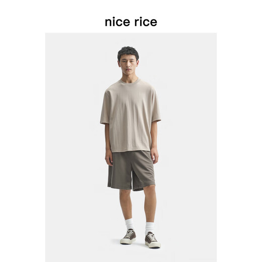 Schöner Reis 25 Sommer neues Produkt 270 g Fuß Oberschenkelschlitztextur Lose Strick Shorts NHX12102 Brown 270g s