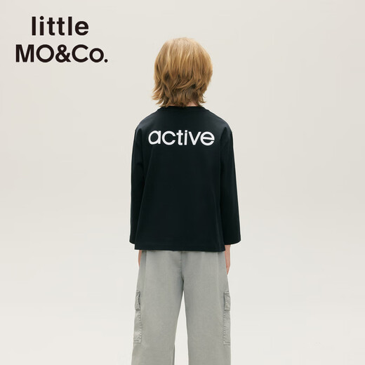 little MO&Co.凉感防晒防螨 little moco童装25秋装新款儿童长袖t恤亲子装上衣 黑色 凉感防晒防螨 160 160/76