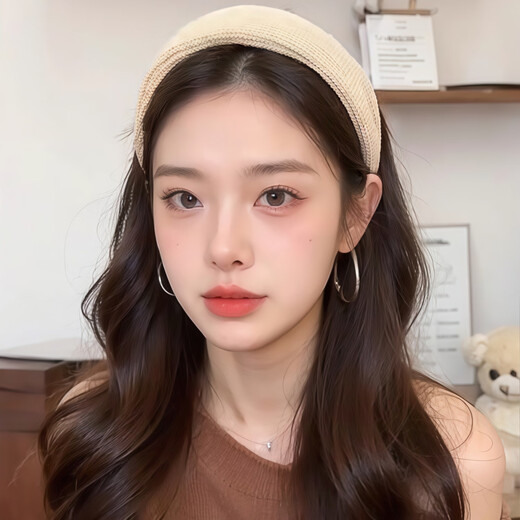SNQP Korean ins summer cotton and linen braided wide-brimmed hair hoops, versatile and temperamental, solid color headbands, hair clips and hair accessories, 1 beige hair hoop, 3cm wide