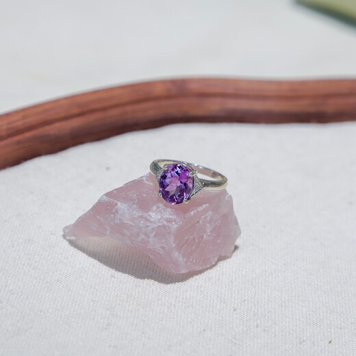 GEM STONE KING 4.61 carat amethyst diamond 925 silver colored gemstone ring ins fashion gift for girlfriend Chinese Valentine's Day gift US No. 8