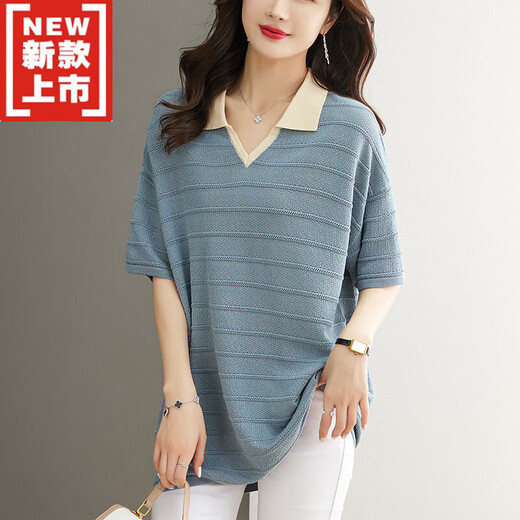 Goyn est une robe d'été gras MM simple, un revers en soie de mûrier, un t-shirt à manches mi-manche pour les femmes, un style mi-long et une glace de grande taille. Pull tricoté en soie à moitié à manches 6623 beige. M (recommandé de porter 92-107 Jin [Jin est égal à 0,5 kg]