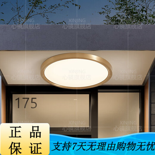 
Heart mirror full copper outdoor ceiling light villa gate ultra-thin front light outdoor aisle balcony lamp anti-mosquito courtyard light X3893-600/square