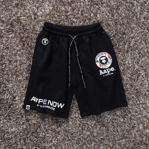 AAPA Camuflage Ape Cabeza de algodón pantalones cortos de algodón para hombres y mujeres Summer Fashion Marca suelta Pantalones de cinco puntos Pantalones deportivos 833# Black M 80Jin [Jin equivale a 0.5 kg] ~ 120jin [Jin equivale a 0.5 kg]