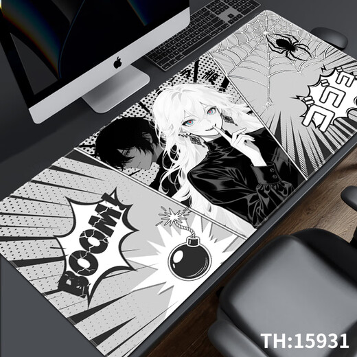 
Ruqinlian cool comics e-sports mouse pads for extra large men's personalized workstation office computer desk pads rubber pads keyboard pads smooth thickened lock edge wrist pads non-slip and wear-resistant 15929 red BOOM length 600mmX width 300mmX thickness 2mm