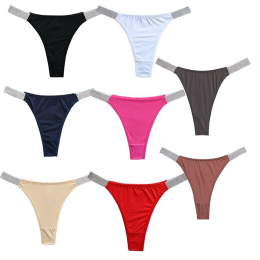 Renduo unisex thong ultra-thin tight low-waist fitness temptation ice silk sports solid color girl seamless quick-drying royal blue M