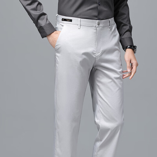 
Jiumuwang style men's business casual pants summer thin Laise tense elastic trousers anti-wrinkle-free ironing trousers 9892 black 9892 black 29