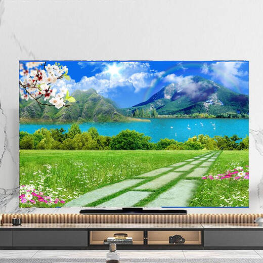 Shantou Lincuns neuer TV-Staub Cover TV-Cover Sonnenschutzmittel 65-Zoll-Schutzabdeckung Hängende gebogene Bildschirm Tisch Landschaft B1392 Regenbogen 32 Zoll 80*50 cm