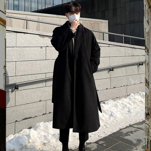 COMIC SOUL Hangzhou итальянско-французская мужская ветровка осенне-зимнего мужского нового шерстяного пальто мужской средней длины корейской версии утолщенного черного цвета 3XL