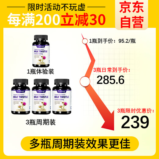 Cunkore美国进口养肝护肝片奶蓟草养肝脏加班熬夜应酬酒精肝常备90粒/瓶