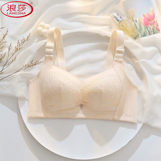 浪莎（LangSha）蕾丝薄款内衣女调整型收副乳文胸无钢圈聚拢防下垂上托性感文胸罩 罗-兰-紫-1件装 80C 36-