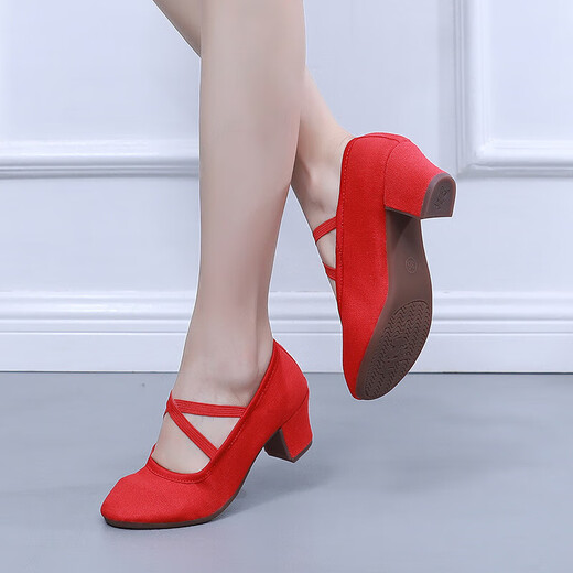 Square Dance Teacher Schuhe Outdoor Erwachsene weiche Sohle Frauenbauch Klassische ethnische moderne Tanzpraxis Balletttanzschuhe Kamel Farbe 2 cm Flat Heel 37