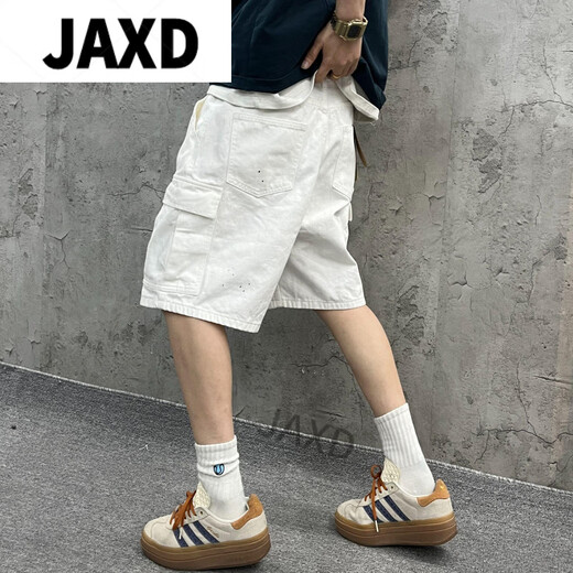 JAXD Yin Xiaoji Heavy washing loose tooling large pocket white bamboo joint denim 1049 White M (95-125Jin[Jin equals 0.5 kg])
