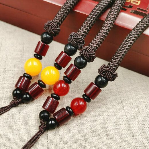 DIY handle rope hand-woven handle piece lanyard jade slingshot lost rope hand-made toy car lanyard wholesale yellow round beads 1.2