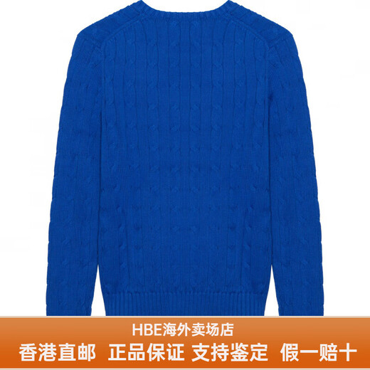 Polo Ralph Lauren拉夫劳伦女士毛衣纯色粗绞花V领针织毛衣女士送女友男友 宝蓝色 XS
