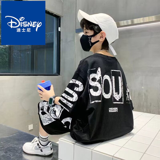 Костюм Disney Boys 'Suit 2025 Летний новый интернет-костюм знаменитостей Полный набор детских футболок, двух частей с двумя частями среднего размера.