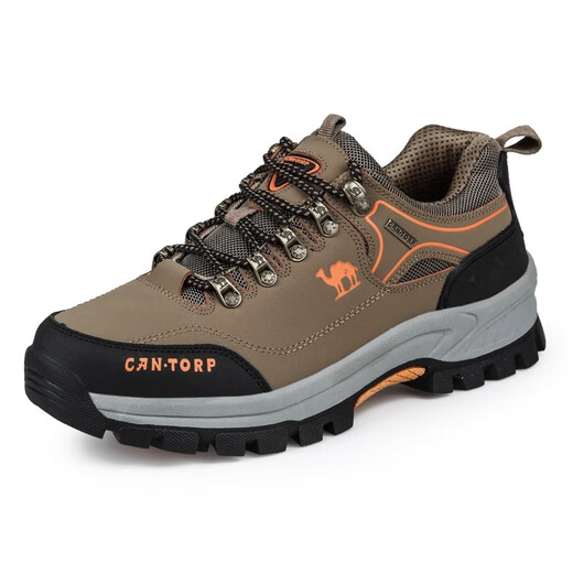 Huili Camel men's shoes hiking shoes genuine leather waterproof sports casual shoes men's non-slip breathable outdoor hiking shoes travel shoes 14088 gray 38