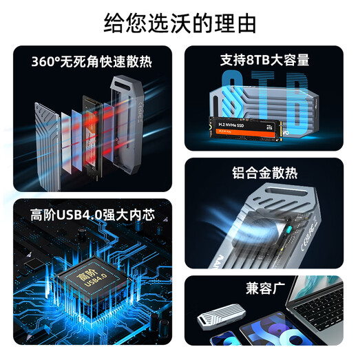 麦沃（MAIWO）雷电4/USB4硬盘盒 M.2 NVMe固态硬盘盒 40Gbps硬盘盒 SSD固态外置盒 苹果Mac全铝外接硬盘盒 K1695