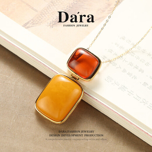 Dara natural amber beeswax pendant for women, yellow blood amber beeswax necklace, practical Chinese Valentine's Day gift for girlfriend