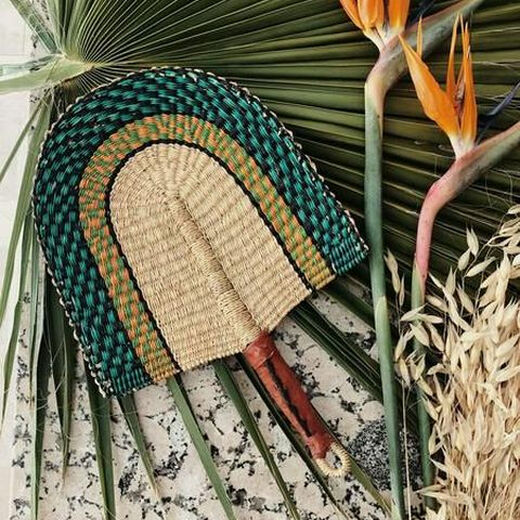 
Roomology African Ghana hand-woven straw woven fan ins color decorative fan bgf-12156
