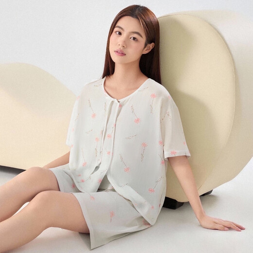 
Youkeshu pajamas Lacele Tensi Ladies Chinese style home new style suit pajamas women's style slim and can go out for summer Lotus gray L