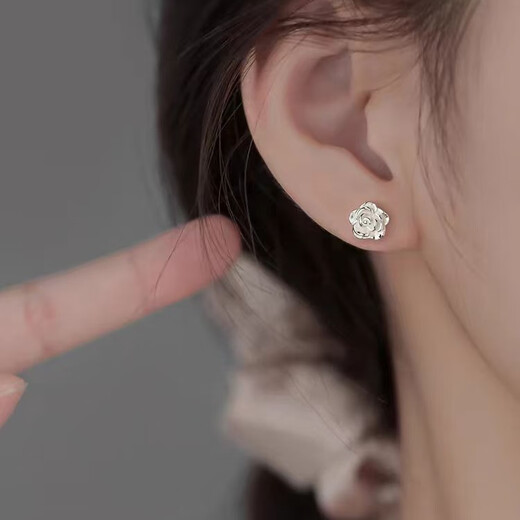 Yumian sterling silver earrings 999 pure silver earrings and earrings birthday gifts for girls 2025 new jewelry accessories high-end romantic rose screw earrings