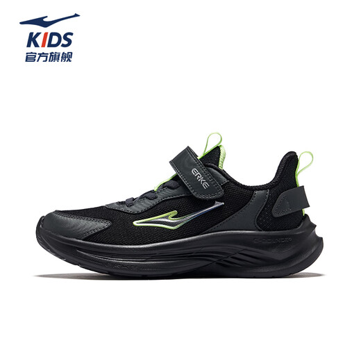 Hongxingerke (ERKE) children's shoes for boys and girls running shoes for children's autumn new products, dense net cushioning sports shoes, black/black soil 35