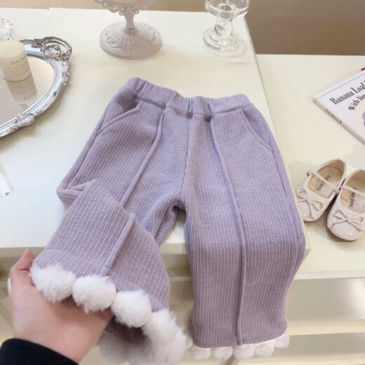 Disney baby girl suit winter two-piece new Korean fashion baby cardigan knitted autumn and winter sweater jacket plus velvet trousers top + pants 100 recommended 90-100cm 1 and a half to 2 years old size