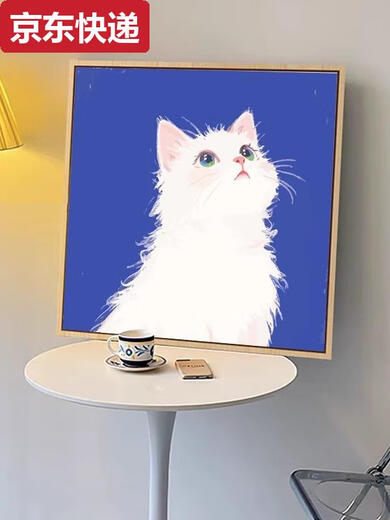 可爱卡通橘猫数字油画diy填充填色画手工丙烯涂色画画定制宠物画 X14715 全套内框材料包40*40cm