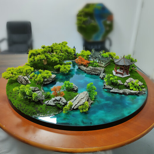 Dongluyu Hotel Hotel Dining Table Flower Vase Bonsai Round Table Turntable Decoration Crafts Garden Design Decoration 70 Ripples in the Blue Water