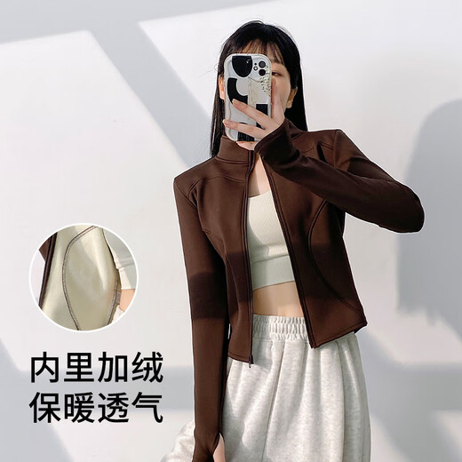 卡瓦杰运动外套女2025春秋加绒新款健身户外晨跑步训练防风瑜伽上衣 (薄款)星耀黑 S