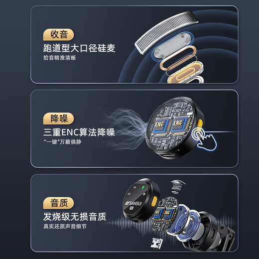 SANSUI MV09 Wireless Lavalier Microphone for Live Singing, Noise Reduction Card, Voice Modification, Douyin Short Video, Mobile Phone Camera Recording Equipment, Full Set of Radio Microphone, Single Version, No Warehouse Built-in Noise Reduction, Android Special Version