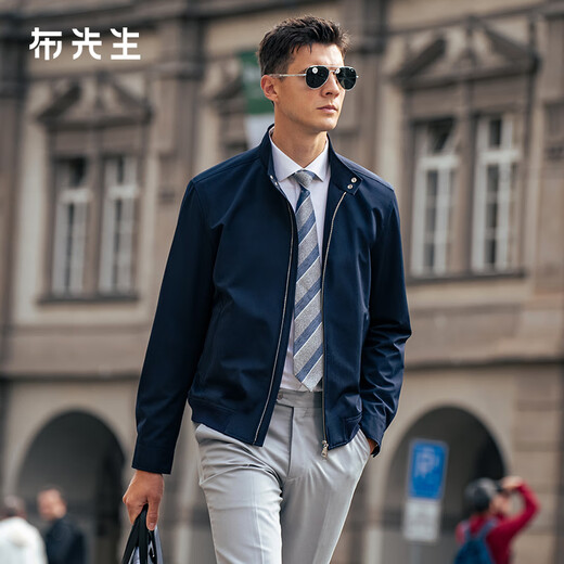 Mr. Bu's Retro British Style Jacket Men's 2025 Autumn and Winter New Business Casual Simple Men's Top BT16917 Deep Sea Blue XL (180)