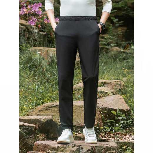 CEO Yageor men's outdoor spring and autumn casual pants three-proof fabric wrinkle-resistant wear-resistant water-resistant trousers sports elastic pants black JQB-671 M 170