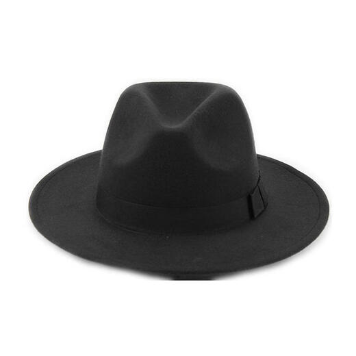Aibido Michael Jackson Hat European and American Jazz Street Dance Hat Large Brim Top Hat Performance Dance Hat Fashion Couple Black 56-59cm Built-in Adjustment Cord
