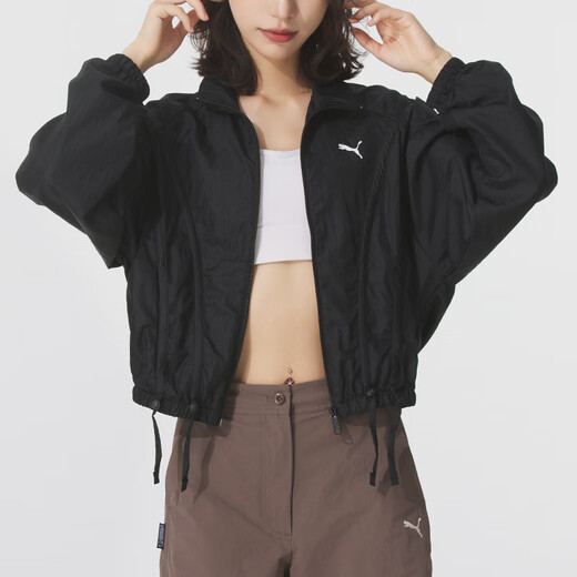 
Puma (PUMA) jacket for women 2025 summer new daily sportswear woven jacket stand collar breathable top black casual clothing 633971-01 XS
