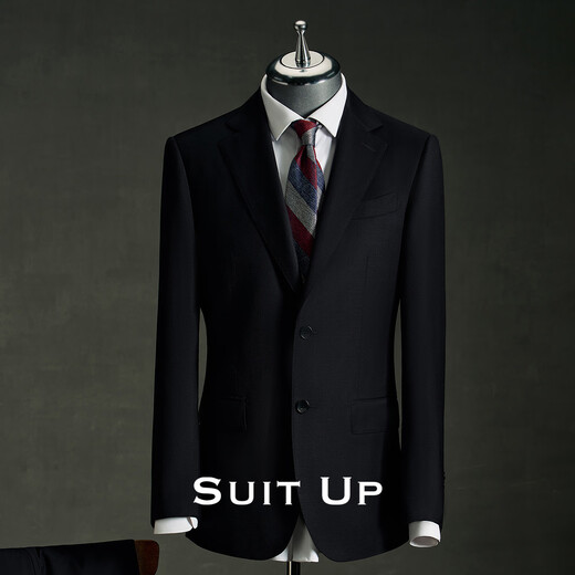 Hueta 100% wool suit men's suit groom wedding engagement formal dress high-end business casual professional suit black single suit jacket M 46A