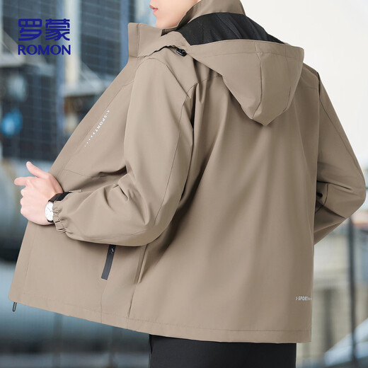 ROMON jacket men's hooded autumn sports commuting casual outdoor assault jacket men's top ZHX2228 camel XL